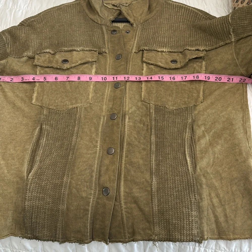POL woman's I oversized  Olive Green shirt Jacket sz S - Picture 6 of 7